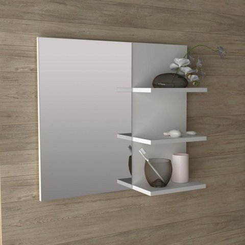 Espelheira Organizadora para Banheiro 60cm 3 Prateleiras Branco - Tecno Mobili