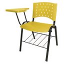Ver imagem 4 de Kit 05 Cadeiras Plásticas Universitárias Prancheta Plástica com Porta Livros - Cor Amarelo