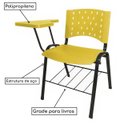 Ver imagem 3 de Kit 05 Cadeiras Plásticas Universitárias Prancheta Plástica com Porta Livros - Cor Amarelo