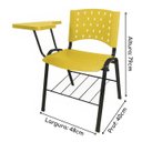 Ver imagem 2 de Kit 05 Cadeiras Plásticas Universitárias Prancheta Plástica com Porta Livros - Cor Amarelo