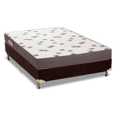 Conjunto Box Casal: Colchão Espuma Ortobom D28 Light + Base Crc Suede Brown (138x188)