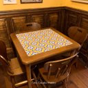 Ver imagem 4 de Cj Mesa Madeira Azulejo 80x80cm - Base 4pé 78cm + 2 Cadeiras 43 - Natural - Anos Dourados