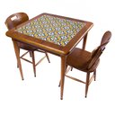 Ver imagem 1 de Cj Mesa Madeira Azulejo 80x80cm - Base 4pé 78cm + 2 Cadeiras 43 - Natural - Anos Dourados