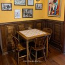 Ver imagem 3 de Cj Mesa Madeira Azulejo 80x80cm - Base 4pé 78cm + 2 Cadeiras 43 - Natural - Anos Dourados