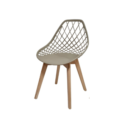 Cadeira Kaila Nude em Polipropileno com Base Wood para Sala de Jantar e Cozinha