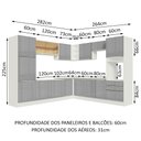 Ver imagem 4 de Armário de Cozinha Completa de Canto 546cm Branco/Cinza Lux Madesa 03