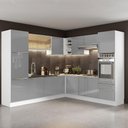 Ver imagem 1 de Armário de Cozinha Completa de Canto 546cm Branco/Cinza Lux Madesa 03