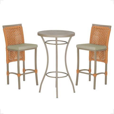 Mesa Bistrô e 2 Banquetas Roma Fendi Corda Náutica Estofado 7 Trama Original