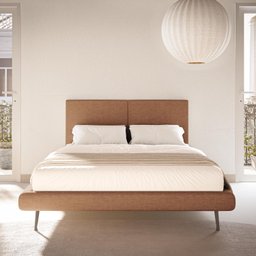 Cama Casal Amsterdã Com Cabeceira Com Pé Eucalipto Linho - 1