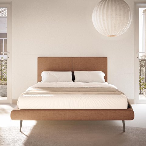 Cama Casal Amsterdã com Cabeceira com Pé Eucalipto Linho