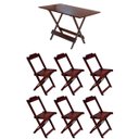 Ver imagem 1 de Conjunto Mesa de Madeira Dobrável 120x70 Imbuia 6 Cadeiras