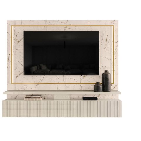 Bancada Suspensa Gaia para Tv até 75' com Led Calacata/off White - Madetec