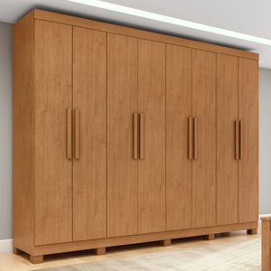 Guarda-roupa Casal Easy Slim 8 Portas com Pés Amendoa Clean