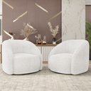 Ver imagem 2 de Poltrona Decorativa Orgânica Giratória Kit 2 Lya M22 Bouclê Branco - Mpozenato