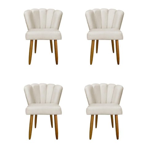 Kit 4 Cadeiras de Jantar Moderna Flor Balaqui Decor Bege