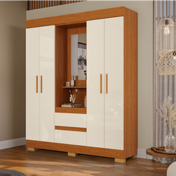 Guarda Roupa Acp Isabely 04 Portas com Espelho - Cinamomo/off White - 2
