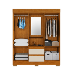 Guarda Roupa Acp Isabely 04 Portas com Espelho - Cinamomo/off White - 3