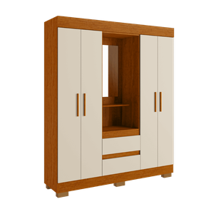 Guarda Roupa Acp Isabely 04 Portas com Espelho - Cinamomo/off White
