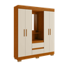 Guarda Roupa Acp Isabely 04 Portas com Espelho - Cinamomo/off White - 1