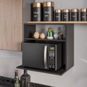 Ver imagem 2 de Suporte Duplo Microondas Armário Aéreo Suspenso Madeira Luara Preto