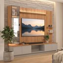 Ver imagem 3 de Rack para Sala com Painel para TV 75 pol Cristaleira LED 290cm Noble L05 Canela Gris Fosco - Lyam