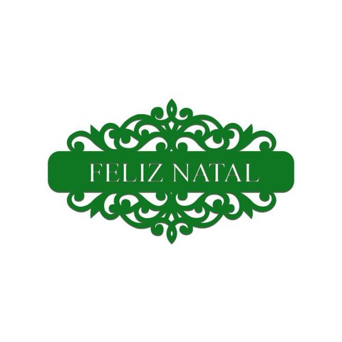 Placa Feliz Natal com Arabesco 30cmx17cm - Cria Arte Laser Verde