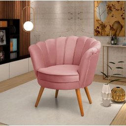 3 Poltrona Pétalas Kit Decorativas Sala Pés Palitos Rose - 3