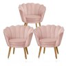 3 Poltrona Pétalas Kit Decorativas Sala Pés Palitos Rose - 1