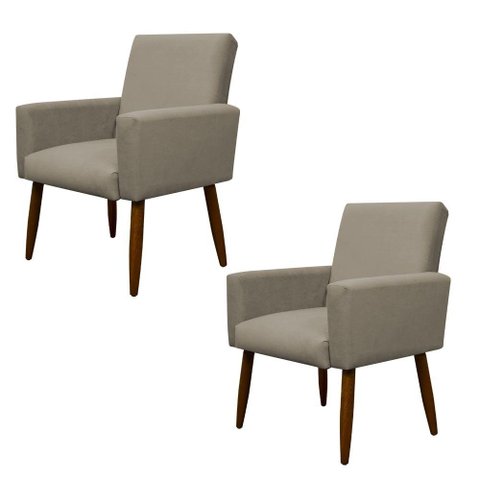 Kit 2 Poltronas Decorativa Sala e Quarto Nina Suede Herrero Cor:cappuccino