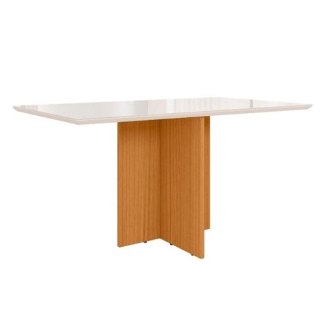 Mesa de Jantar Helô Retangular Vidro 160cm Off White Pallazio