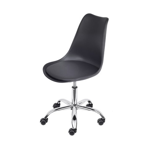 Kit 4 Cadeiras Eames Saarinen Joly Polipropileno Assento Estofado Pu Preta Cromado