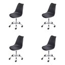 Ver imagem 2 de Kit 4 Cadeiras Eames Saarinen Joly Polipropileno Assento Estofado Pu Preta Cromado