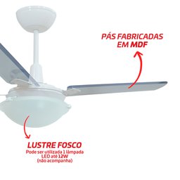 Ventilador de Teto Citrino Branco 3 Pás Transparentes Tron 127v - 4