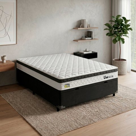 Cama Box Baú Casal Espuma Ortopédica Onix D33 138x188x61cm Hellen - Suporta até 120 kg por Pessoa