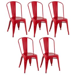 Kit 5 Cadeiras Iron Tolix - Vermelho - 1