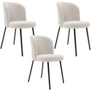 Ver imagem 1 de Kit 3 Cadeiras Sala de Jantar Estofada Gavi L02 Bouclê Cru - Lyam Decor