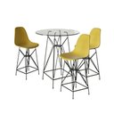 Ver imagem 1 de Jogo Mesa Bistrô Eames Vidro 60Cm 3 Banquetas Amarela Base Ferro Preto - Cor: Branco