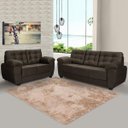 Ver imagem 2 de Conjunto Sofá 2 e 3 Lugares Suede Veludo Animale Elegance Marrom
