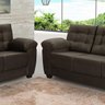 Conjunto Sofá 2 e 3 Lugares Suede Veludo Animale Elegance Marrom - 3