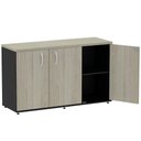 Ver imagem 1 de Armário Baixo Credenza PE25 Pandin 121,50 cm (largura) em MDP Cor Nogueira CasaBlanca e Preto com