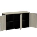 Ver imagem 3 de Armário Baixo Credenza PE25 Pandin 121,50 cm (largura) em MDP Cor Nogueira CasaBlanca e Preto com