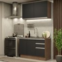 Ver imagem 1 de Cozinha Compacta Madesa Glamy 120003 com Armário e Balcão (Sem Tampo e Pia) Rustic/Preto Cor:Rustic 