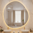 Ver imagem 1 de Espelho Led 3 Cores Orgânico Luz Iluminação Botão Touch Screen 80 Cm Formato Assimétrico