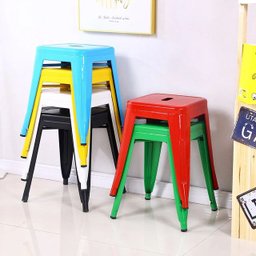 Kit 4x Banqueta Baixa Tolix Iron Design Industrial Laranja - 5