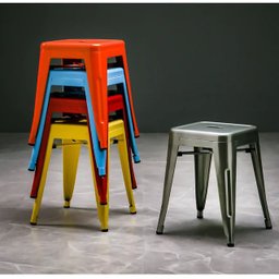 Kit 4x Banqueta Baixa Tolix Iron Design Industrial Laranja - 6