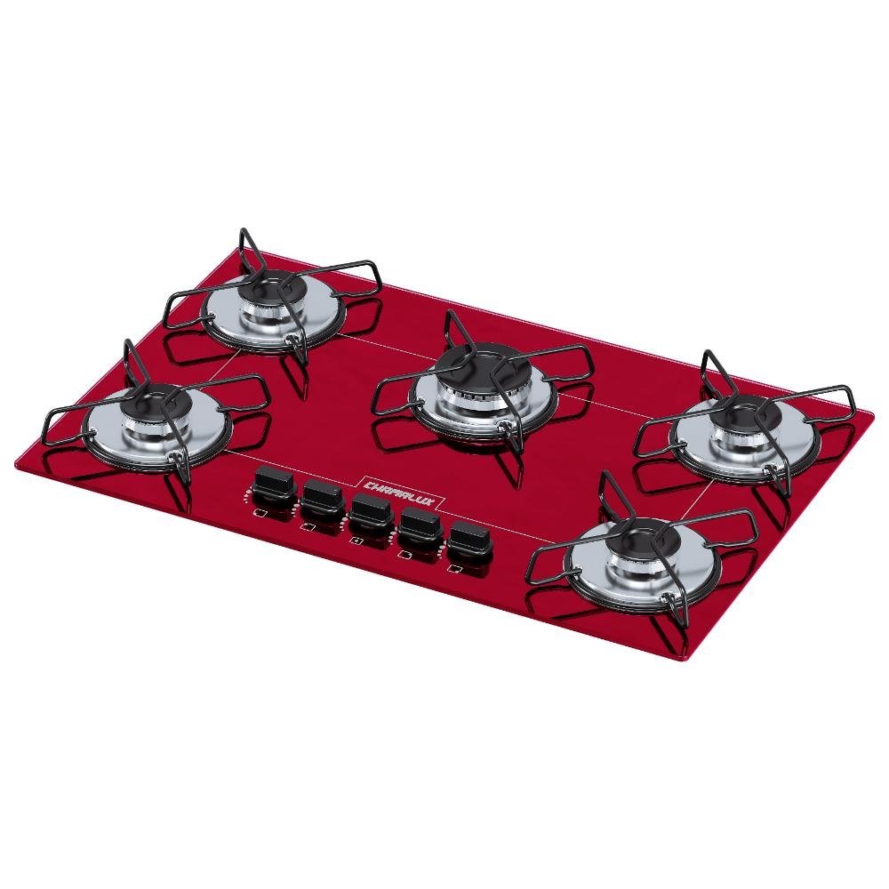 Cooktop 5 Bocas Chamalux Ultra Chama em Arame - Vermelho