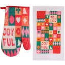 Ver imagem 1 de Kit 2 Peças Natalino Pano de Prato e Luva de Forno Bene Casa Joy Ful