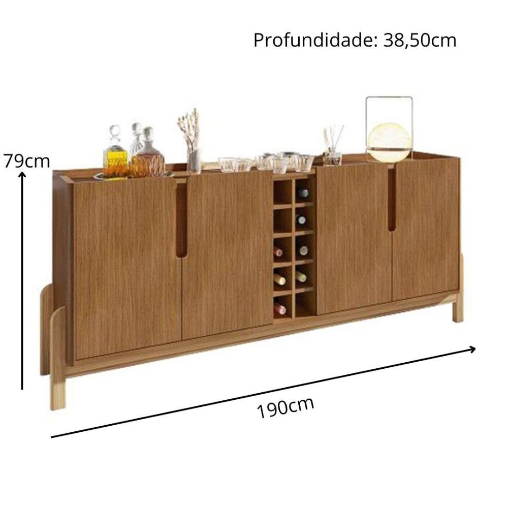 Buffet 190cm 4 Portas com Adega Lizz Casa D Cedro - 9