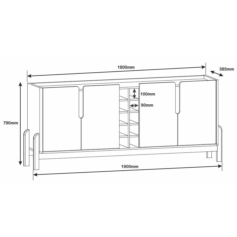 Buffet 190cm 4 Portas com Adega Lizz Casa D Cedro - 4