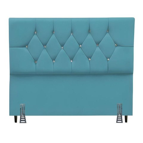 Cabeceira para Cama Casal Queen 160 Cm Olívia e Frame Suede Cor:azul Turquesa
